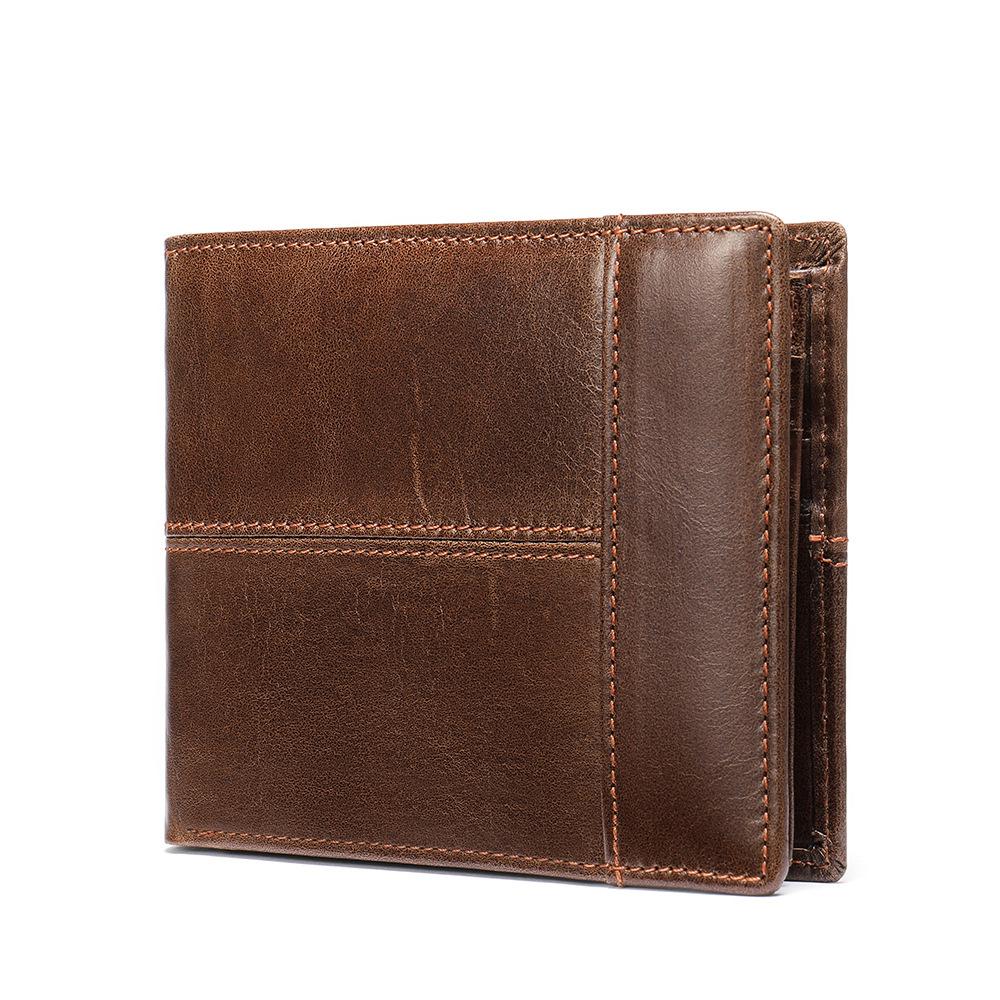 Portefeuille homme en cuir véritable avec blocage RFID