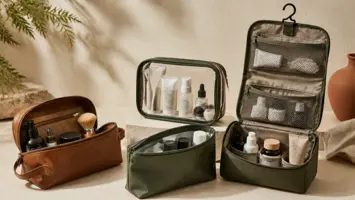 Quatre trousses de toilette de voyage de formats différents
