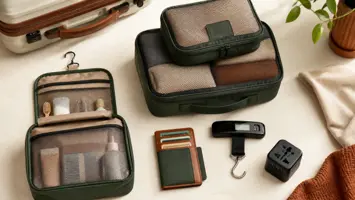 Cubes de rangement, trousse, portefeuille et accessoires de voyage
