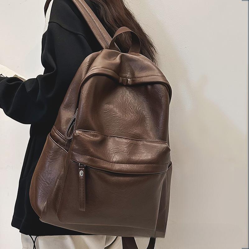 Sac à dos en cuir pour femme à grande capacité avec compartiment ordinateur